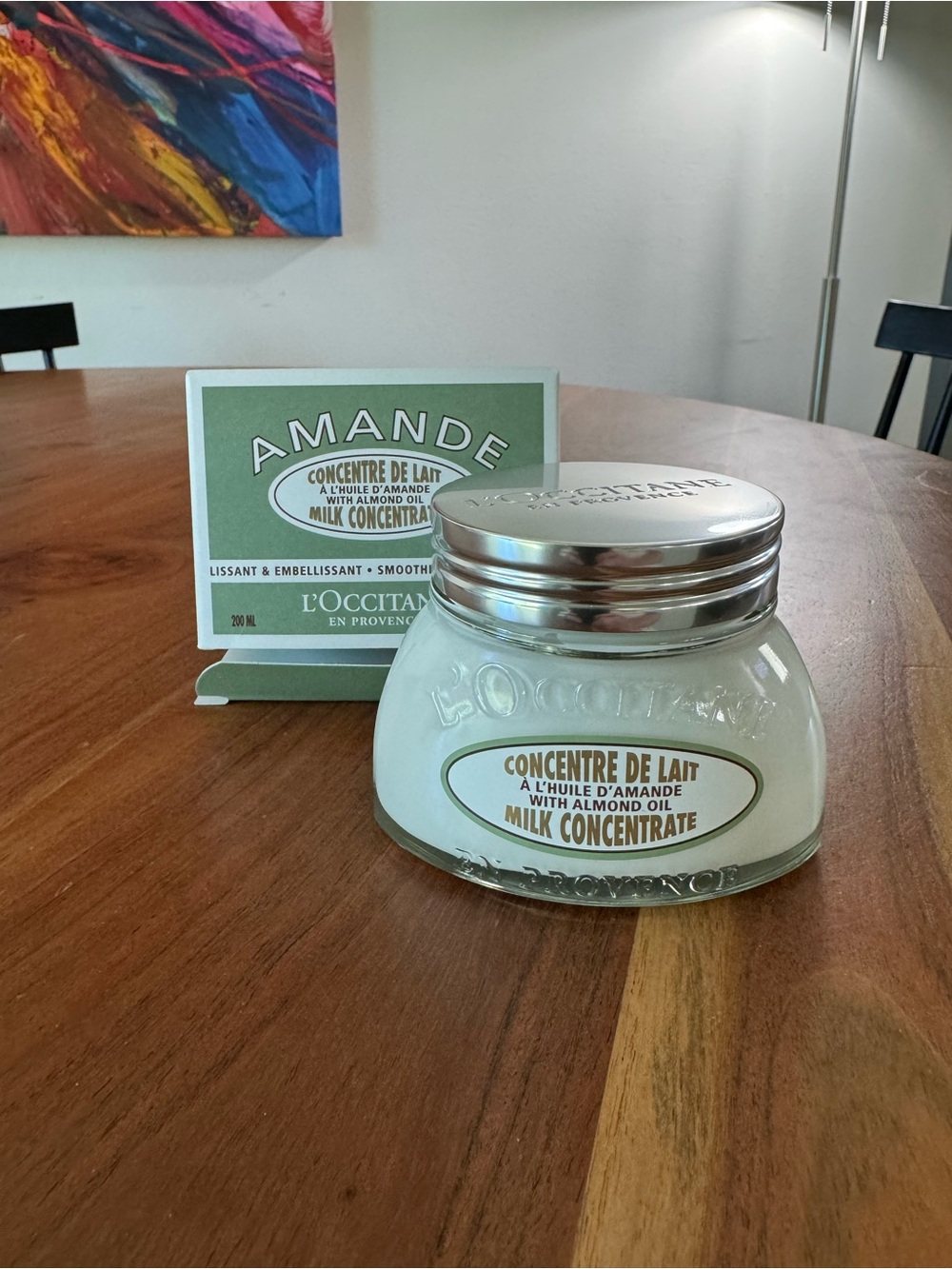 NWT.   L'OCCITANE Almond Milk Concentrate Jar - Green & Silver
